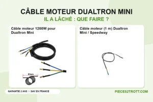 Image de l’article « Mon câble moteur pour Dualtron Mini a lâché, que faire ? » : photos de Câble moteur 1200W pour Dualtron Mini et Câble moteur (1 m) Dualtron Mini / Speedway