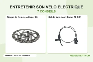 Image de l’article « Comment entretenir son vélo électrique ? » : photos de Disque de frein vélo Super 73 et Set de frein court Super 73 SG1